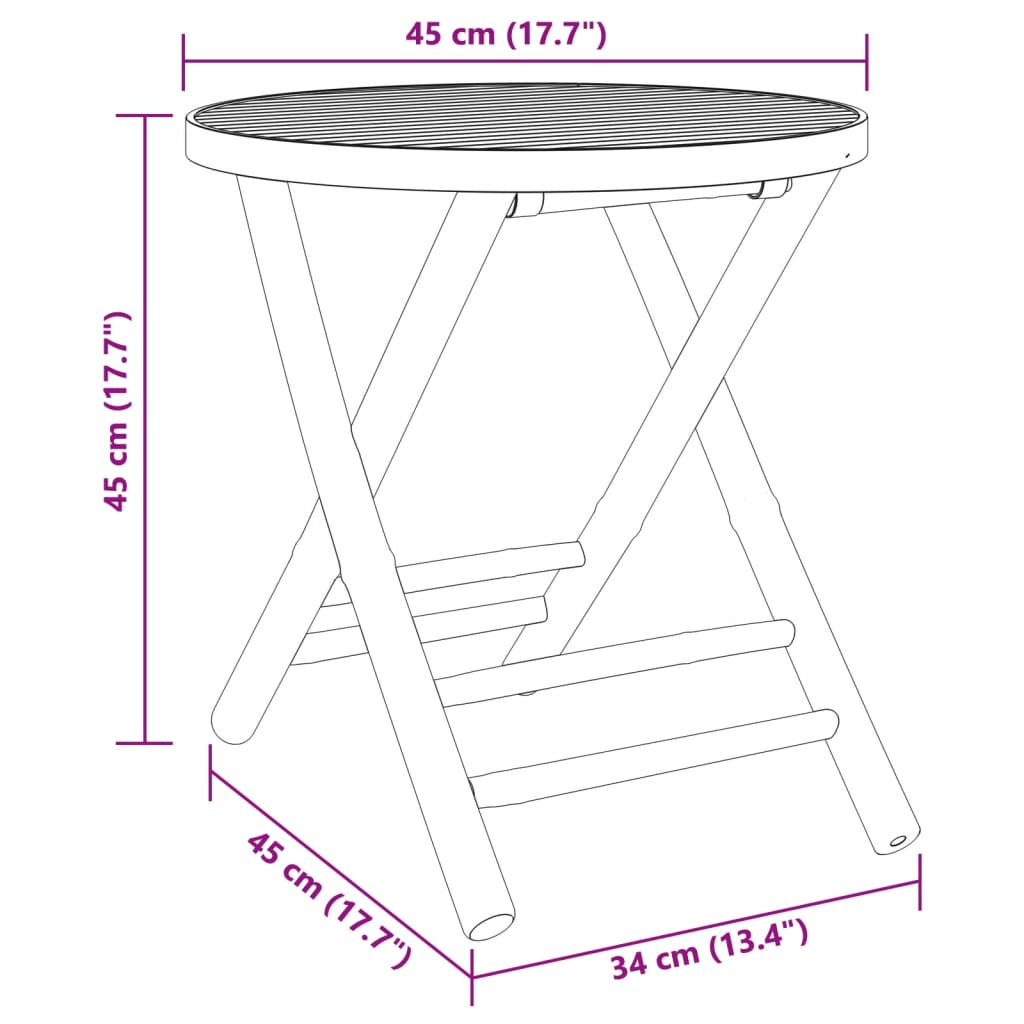 Tuintafel inklapbaar Ø 45x45 cm bamboe - AllerleiShop