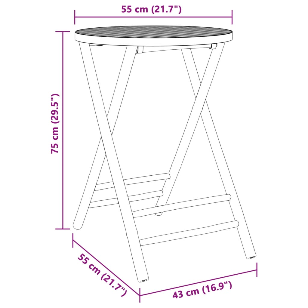 Tuintafel inklapbaar Ø 55x75 cm bamboe - AllerleiShop