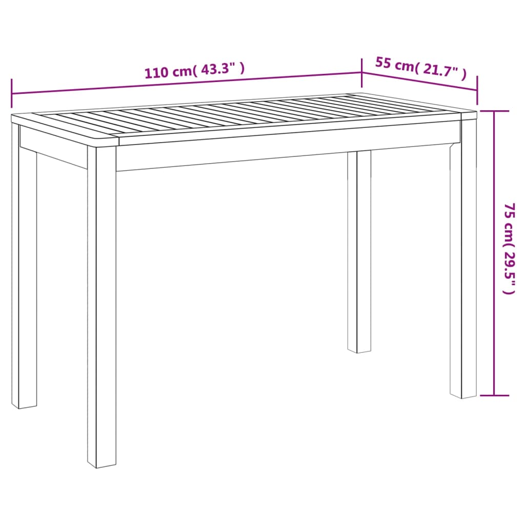 Tuintafel 110x55x75 cm massief acaciahout - AllerleiShop