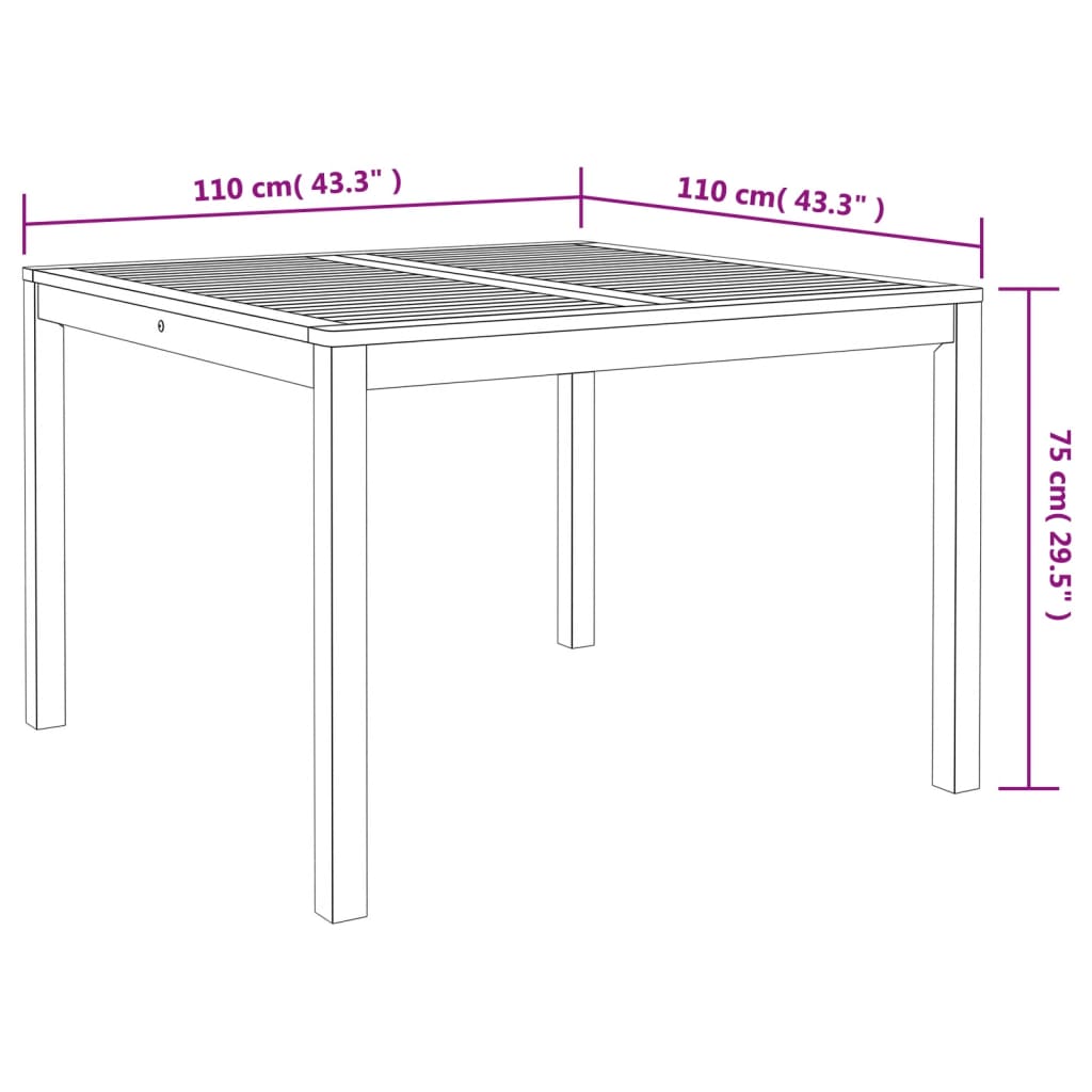 Tuintafel 110x110x75 cm massief acaciahout - AllerleiShop