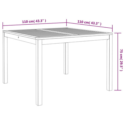 Tuintafel 110x110x75 cm massief acaciahout - AllerleiShop