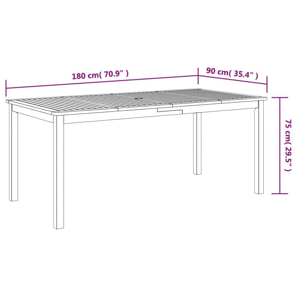 Tuintafel 180x90x75 cm massief acaciahout - AllerleiShop