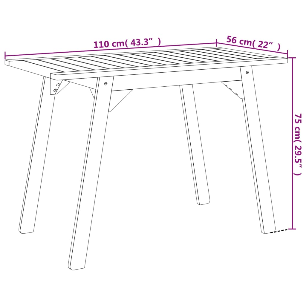 Tuintafel 110x56x75 cm massief acaciahout - AllerleiShop