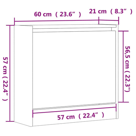 Schoenenkast 60x21x57 cm bewerkt hout sonoma eikenkleurig