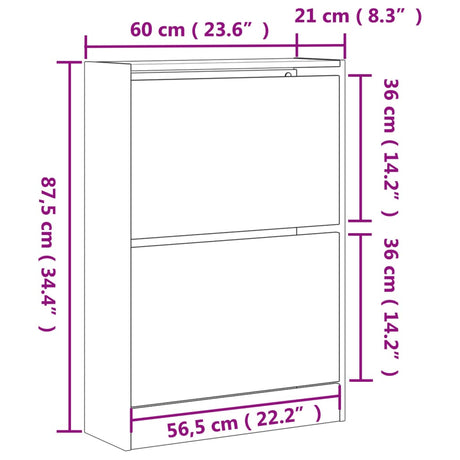 Schoenenkast 60x21x87,5 cm bewerkt hout wit