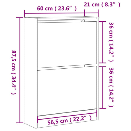 Schoenenkast 60x21x87,5 cm bewerkt hout zwart - AllerleiShop