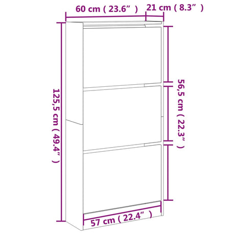 Schoenenkast 60x21x125,5 cm bewerkt hout zwart