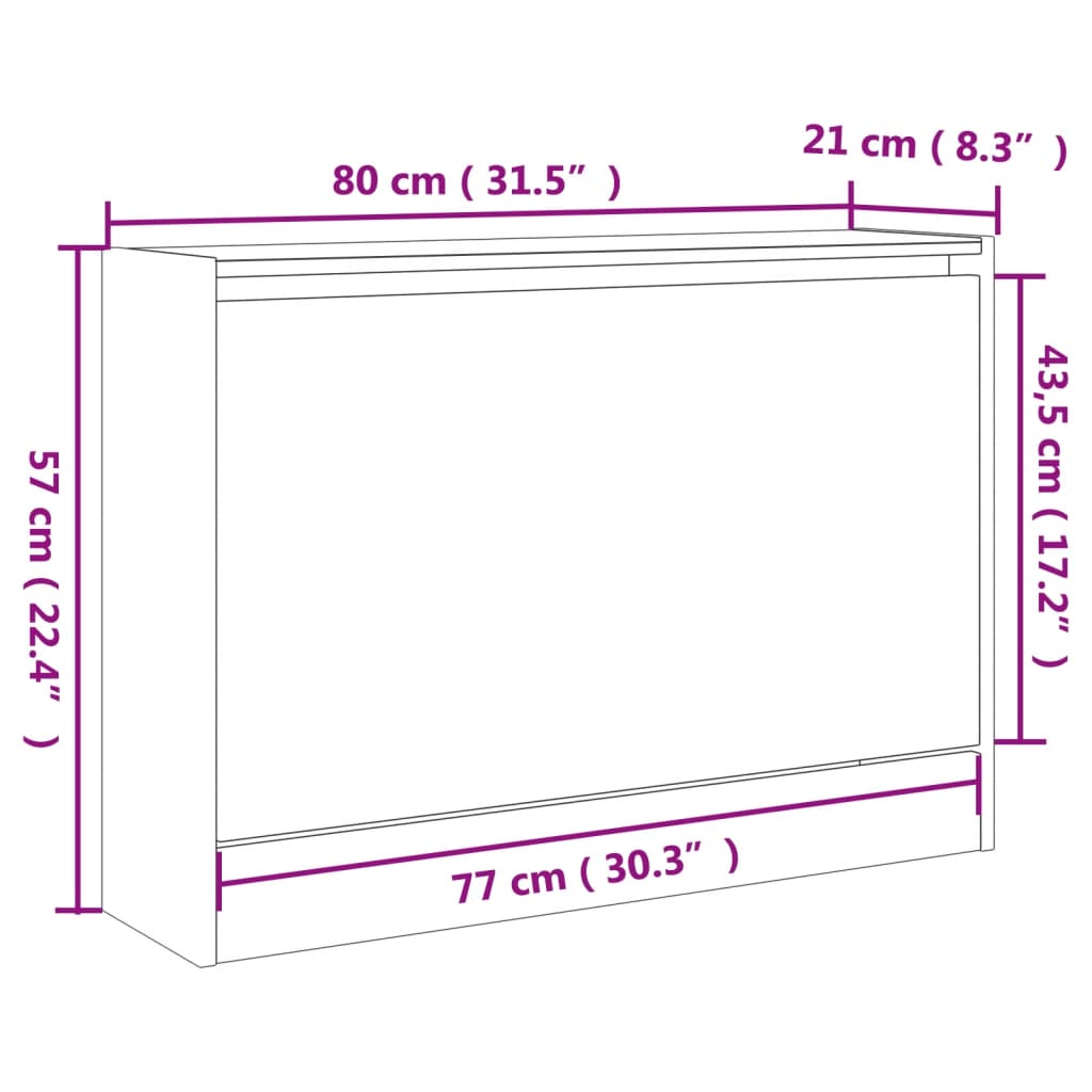 Schoenenkast 80x21x57 cm bewerkt hout grijs sonoma eikenkleur