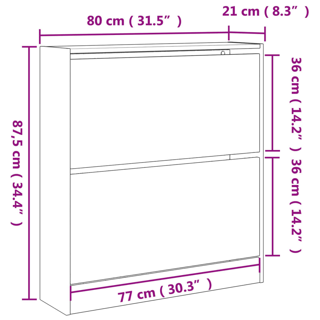 Schoenenkast 80x21x87,5 cm bewerkt hout zwart - AllerleiShop