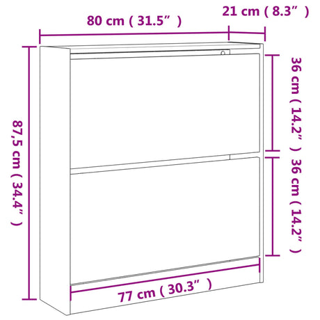 Schoenenkast 80x21x87,5 cm bewerkt hout zwart - AllerleiShop