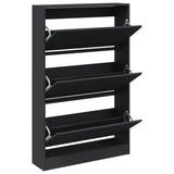 Schoenenkast 80x21x125,5 cm bewerkt hout zwart