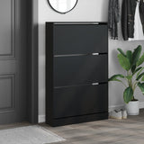 Schoenenkast 80x21x125,5 cm bewerkt hout zwart