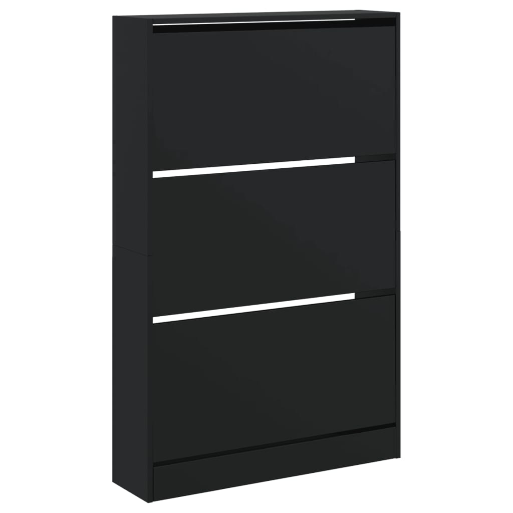 Schoenenkast 80x21x125,5 cm bewerkt hout zwart