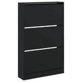 Schoenenkast 80x21x125,5 cm bewerkt hout zwart