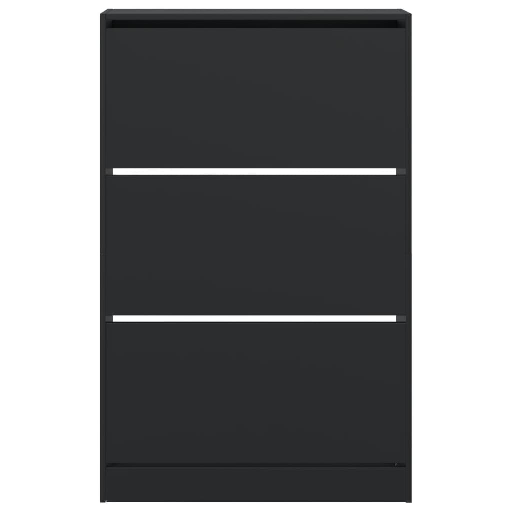 Schoenenkast 80x21x125,5 cm bewerkt hout zwart