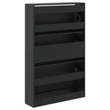 Schoenenkast 80x21x125,5 cm bewerkt hout zwart