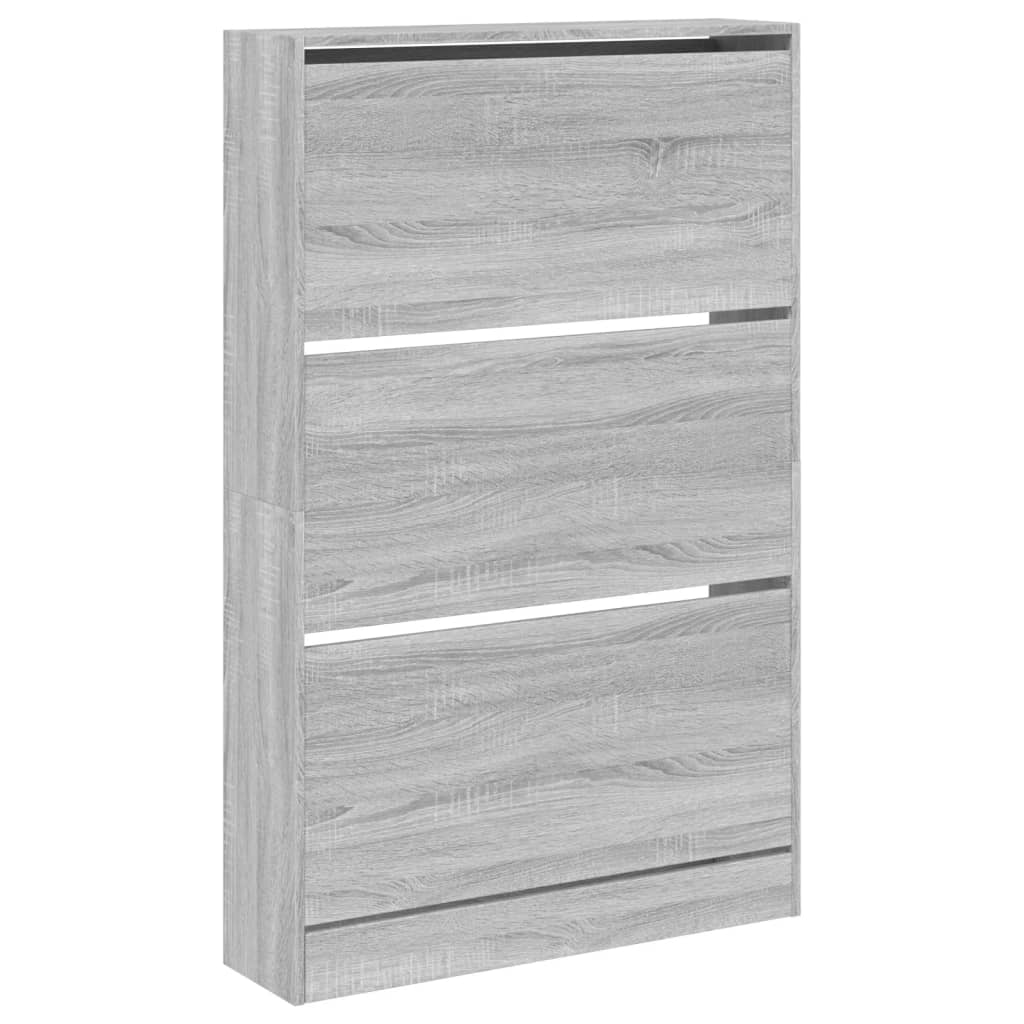 Schoenenkast 80x21x125,5 cm bewerkt hout grijs sonoma eiken