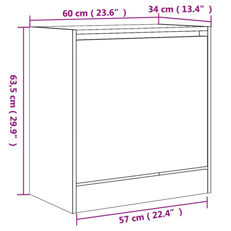 Schoenenkast 60x34x63,5 cm bewerkt hout grijs sonoma eikenkleur