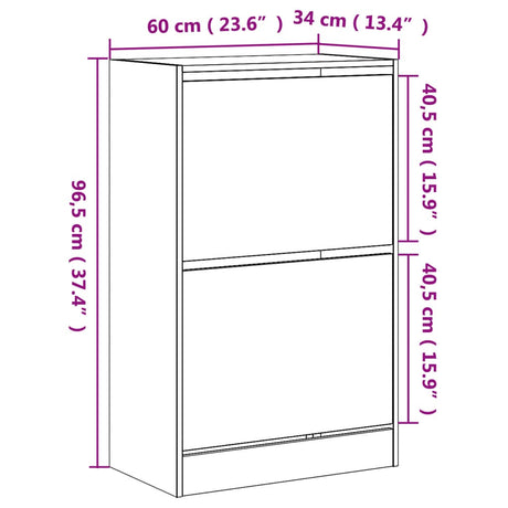 Schoenenkast 60x34x96,5 cm bewerkt hout wit