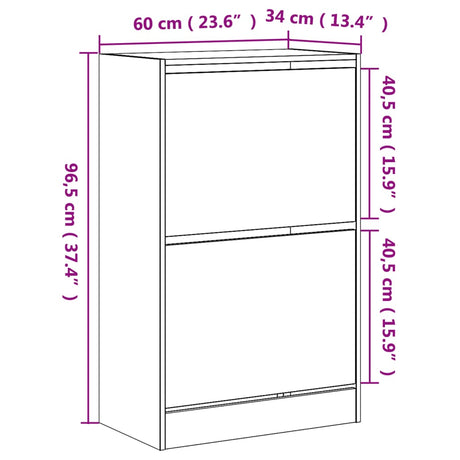 Schoenenkast 60x34x96,5 cm bewerkt hout sonoma eikenkleurig