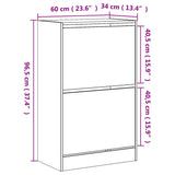 Schoenenkast 60x34x96,5 cm bewerkt hout gerookt eikenkleurig