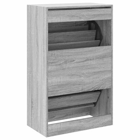 Schoenenkast 60x34x96,5 cm bewerkt hout grijs sonoma eikenkleur