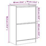 Schoenenkast 60x34x96,5 cm bewerkt hout grijs sonoma eikenkleur