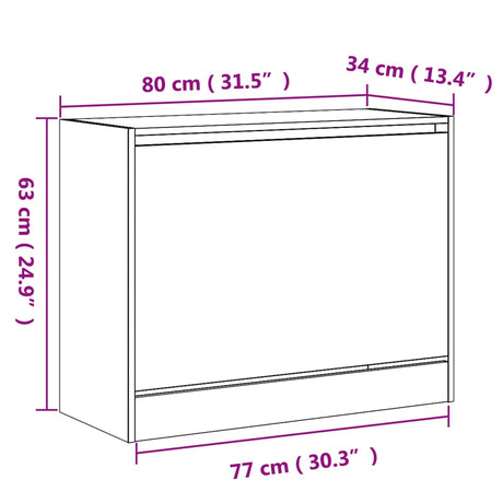 Schoenenkast 80x34x63 cm bewerkt hout zwart