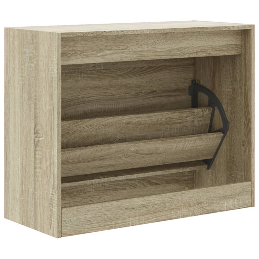 Schoenenkast 80x34x63 cm bewerkt hout sonoma eikenkleurig