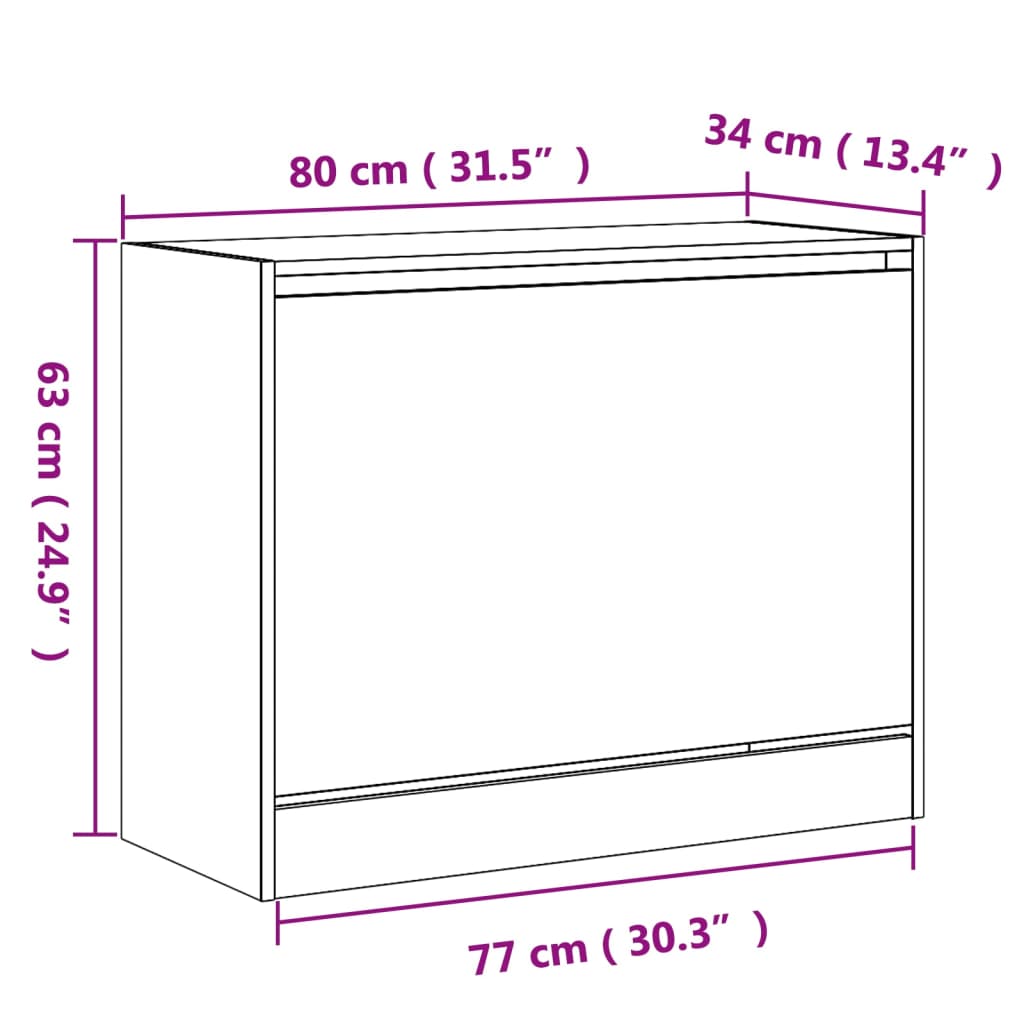 Schoenenkast 80x34x63 cm bewerkt hout sonoma eikenkleurig