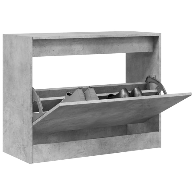 Schoenenkast 80x34x63 cm bewerkt hout betongrijs