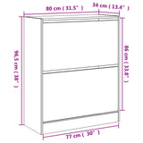 Schoenenkast 80x34x96,5 cm bewerkt hout wit