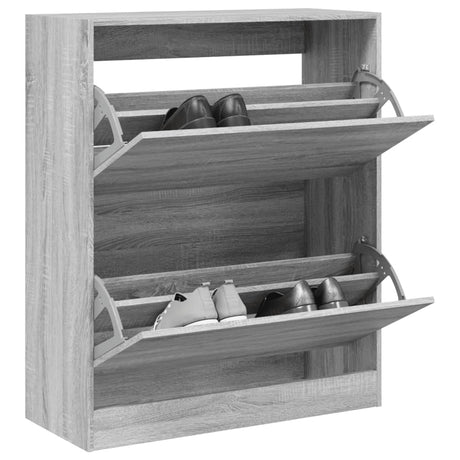 Schoenenkast 80x34x96,5 cm bewerkt hout grijs sonoma eikenkleur