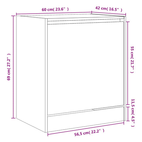 Schoenenkast 60x42x69 cm bewerkt hout sonoma eikenkleurig