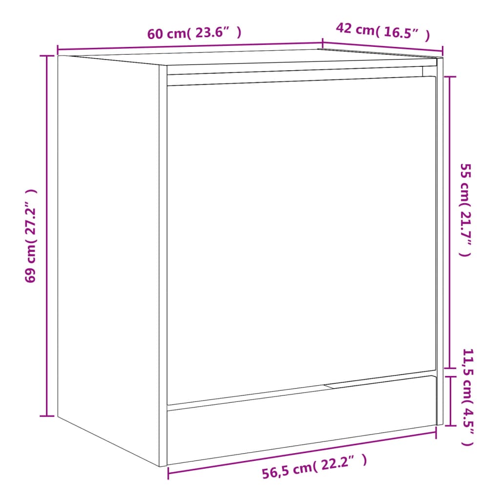 Schoenenkast 60x42x69 cm bewerkt hout bruin eikenkleur