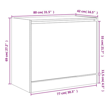 Schoenenkast 80x42x69 cm bewerkt hout sonoma eikenkleurig