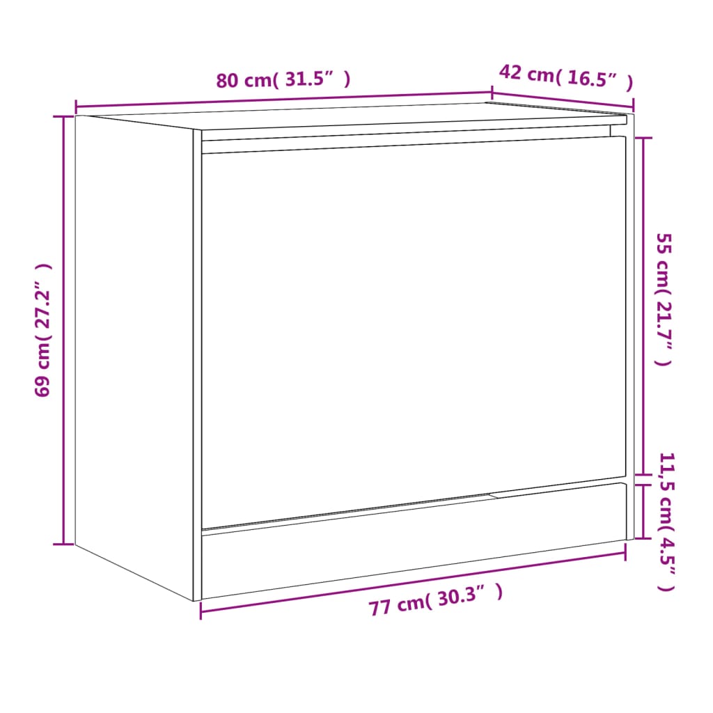 Schoenenkast 80x42x69 cm bewerkt hout gerookt eikenkleurig