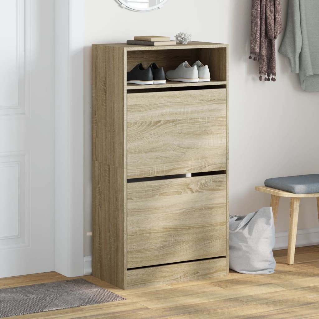 Schoenenkast 60x34x116 cm bewerkt hout sonoma eikenkleurig