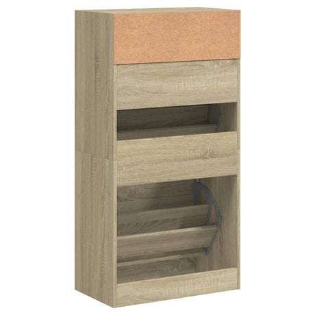 Schoenenkast 60x34x116 cm bewerkt hout sonoma eikenkleurig