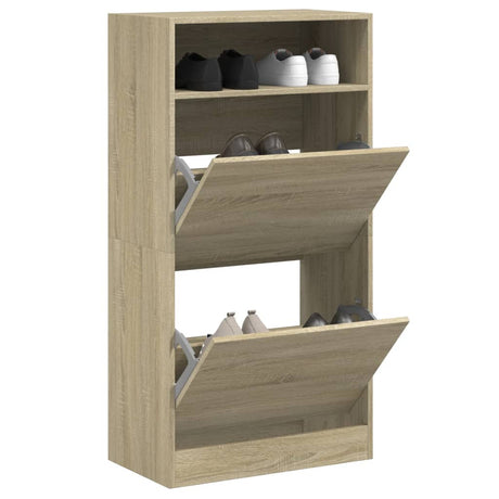 Schoenenkast 60x34x116 cm bewerkt hout sonoma eikenkleurig