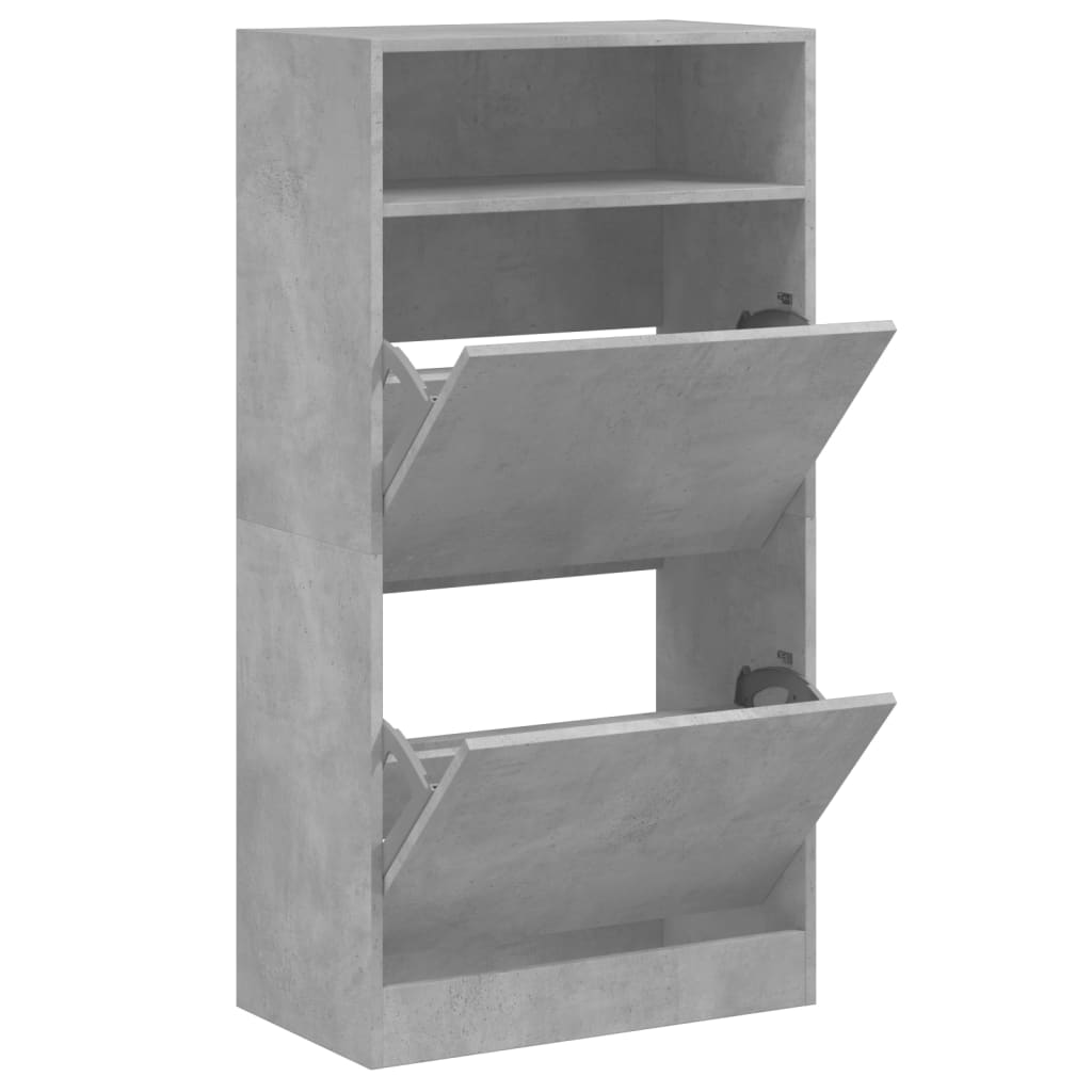 Schoenenkast 60x34x116 cm bewerkt hout betongrijs