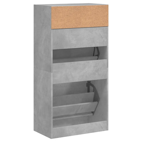 Schoenenkast 60x34x116 cm bewerkt hout betongrijs