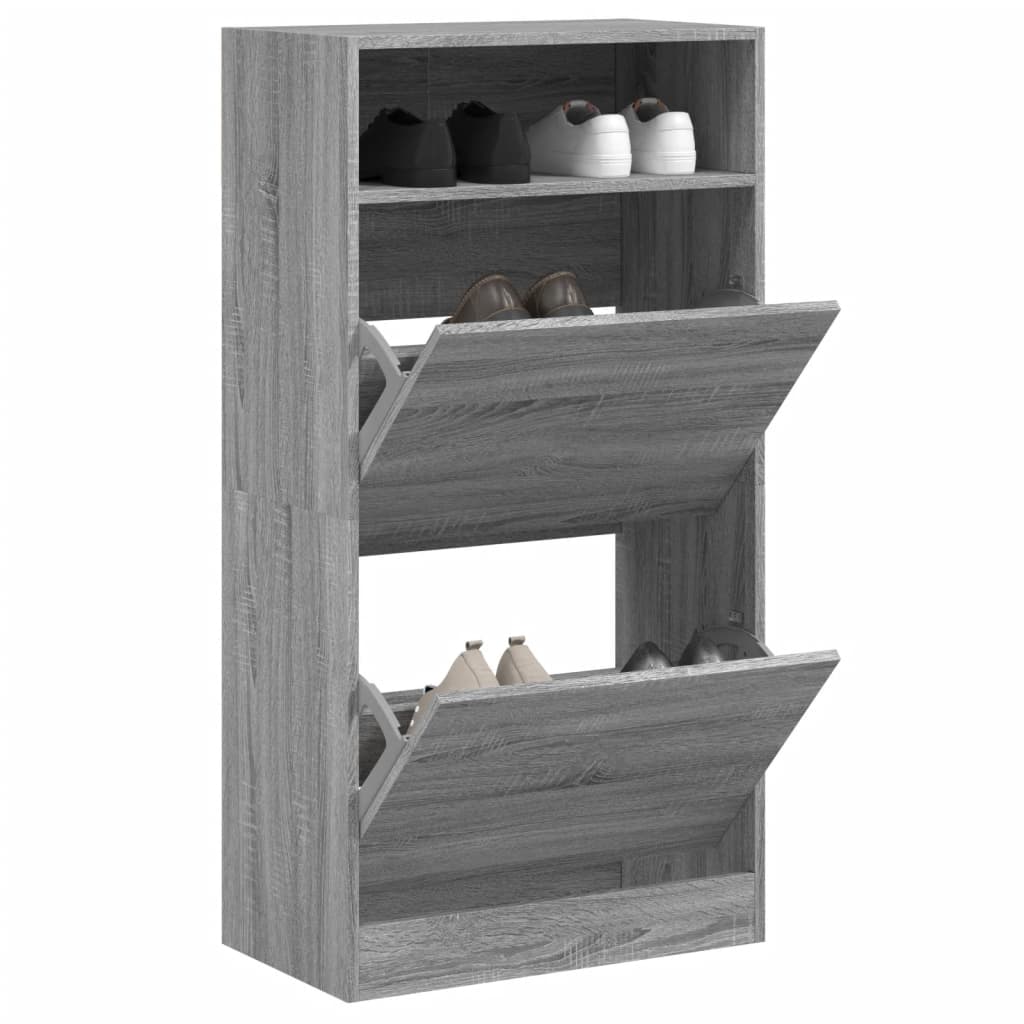 Schoenenkast 60x34x116 cm bewerkt hout grijs sonoma eikenkleur