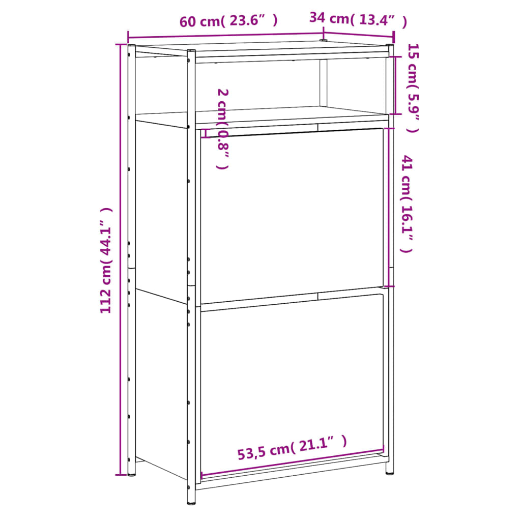 Schoenenkast 60x34x112 cm bewerkt hout zwart