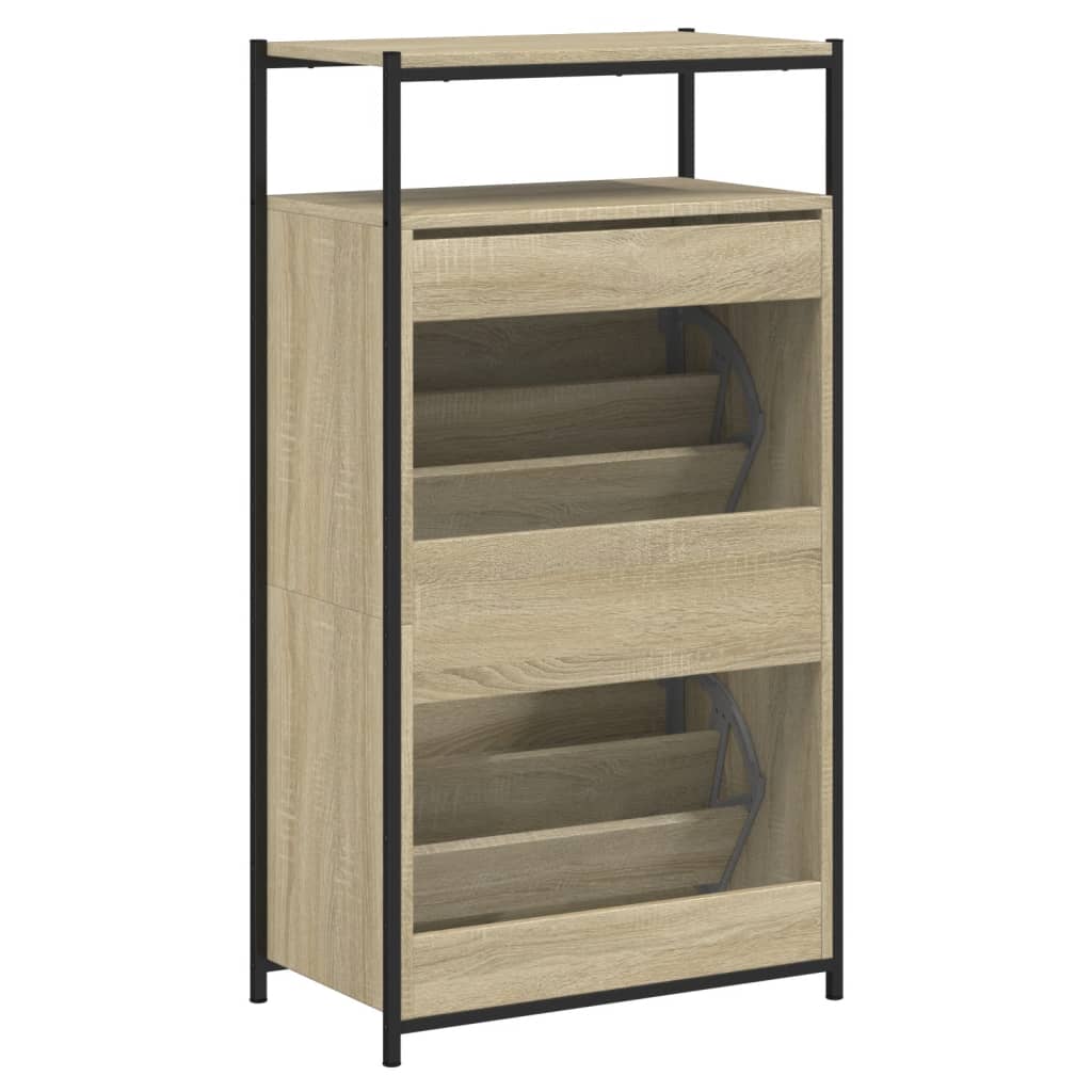 Schoenenkast 60x34x112 cm bewerkt hout sonoma eikenkleurig