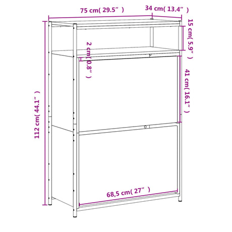 Schoenenkast 75x34x112 cm bewerkt hout zwart