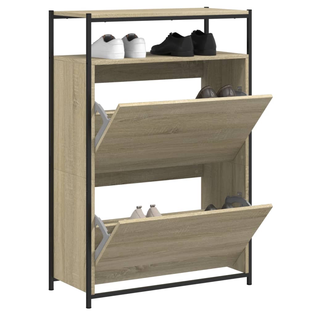 Schoenenkast 75x34x112 cm bewerkt hout sonoma eikenkleurig