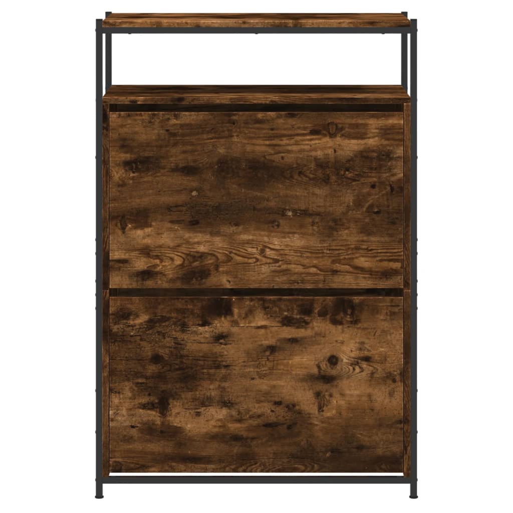 Schoenenkast 75x34x112 cm bewerkt hout gerookt eikenkleurig