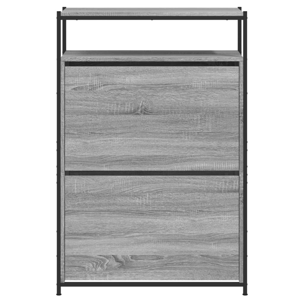 Schoenenkast 75x34x112 cm bewerkt hout grijs sonoma eikenkleur