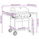 Gasbarbecue met 5 branders gepoedercoat staal zwart - AllerleiShop